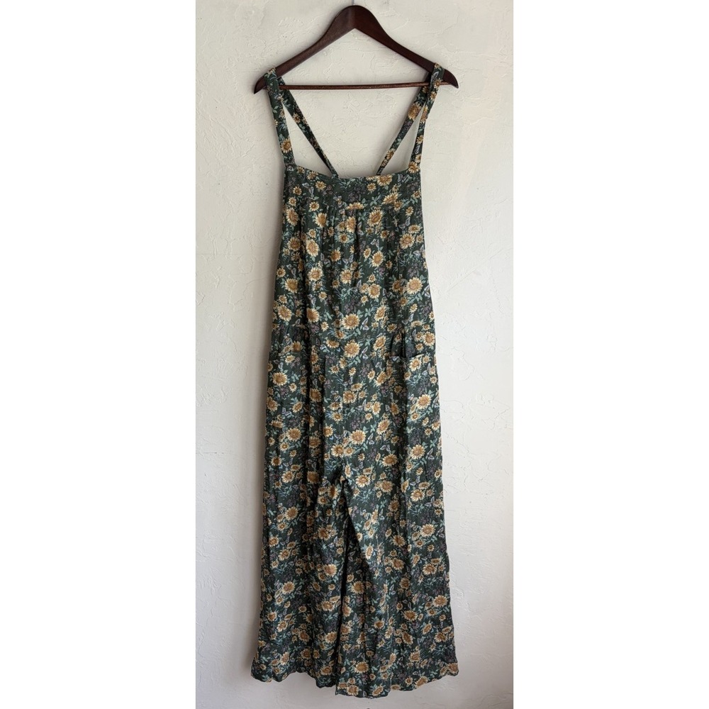 Natural Life Dakota Overalls XXL Green Floral Wide Leg Jumpsuit Bohemian Relaxed